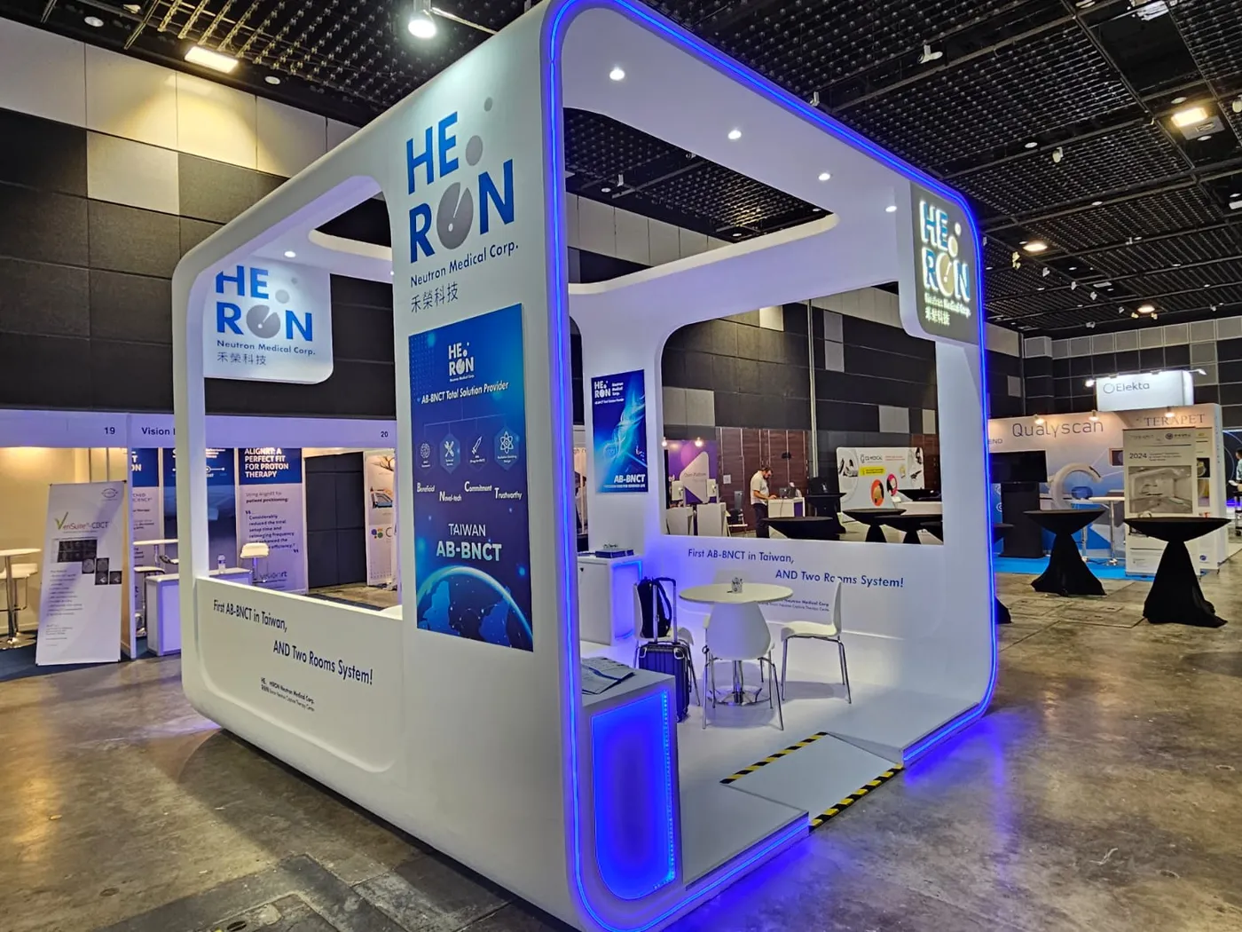 Corporate technology exhibition stand with LED signage built by JOKO